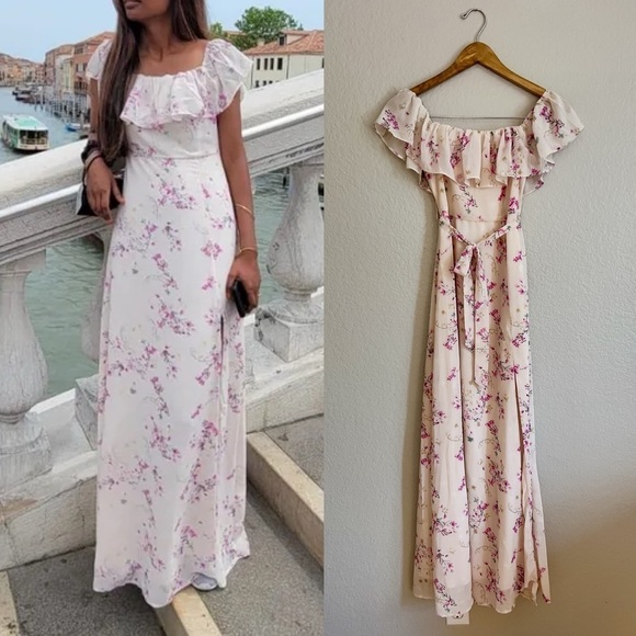 NWOT Amazing Moment Light Pink Floral Print Off-the-Shoulder Dress - Picture 1 of 9